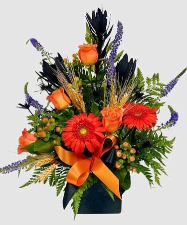 Halloween Floral Display in Cylinder Vase